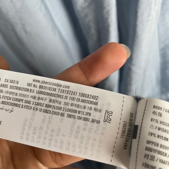 Abercrombie & Fitch Blue Puff Sleeve Smocked Maxi Dress size Small - Picture 6 of 10